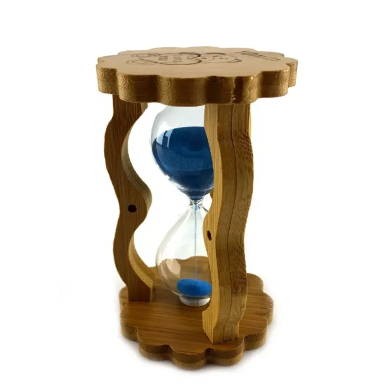 Песочные часы на 10 мин в бамбуке "I love you" синий песок 14,5х8,5х5,5 см (DN29515B)