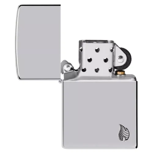 Зажигалка армированная бензиновая ZIPPO Armor® High Polish Chrome Flame Design зеркальный хром (46396)