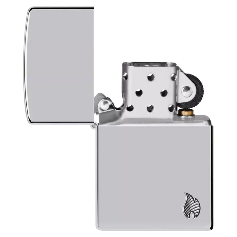 Зажигалка армированная бензиновая ZIPPO Armor® High Polish Chrome Flame Design зеркальный хром (46396)