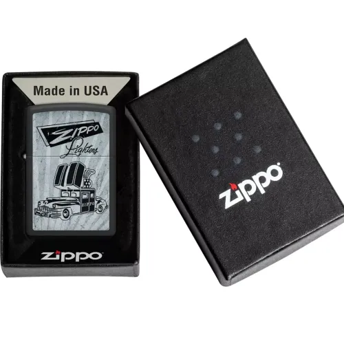 Зажигалка бензиновая Zippo 218 Car Ad Design Черно-серая (48572)