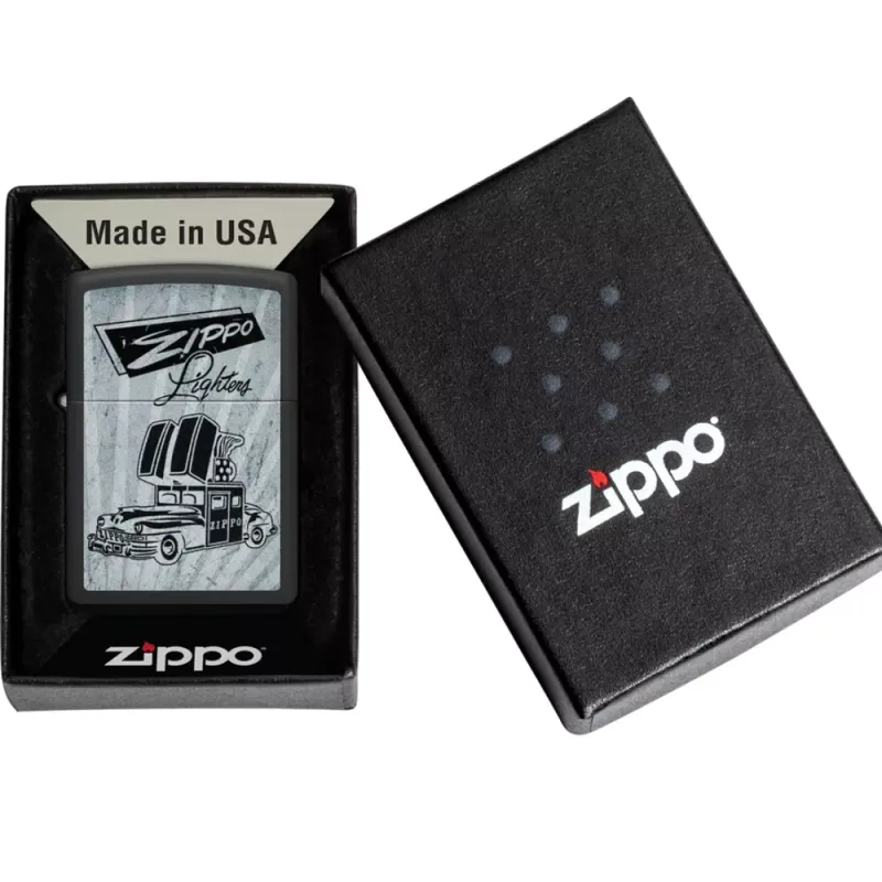 Зажигалка бензиновая Zippo 218 Car Ad Design Черно-серая (48572)