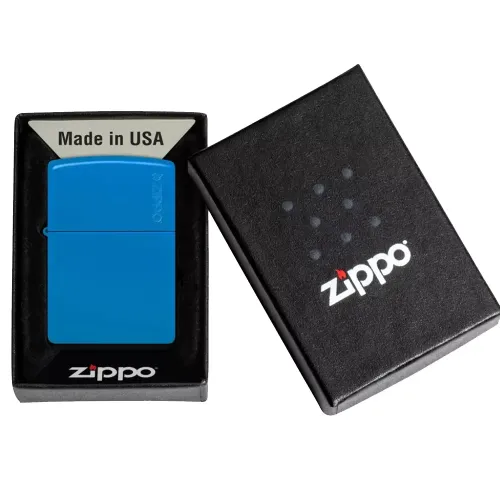 Зажигалка бензиновая Zippo Sky Blue Matte Logo Голубая (48628 ZL)