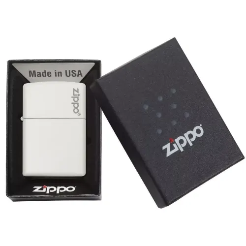 Зажигалка бензиновая ZIPPO Wite Matte Logo белая с логотипом (214 ZL)
