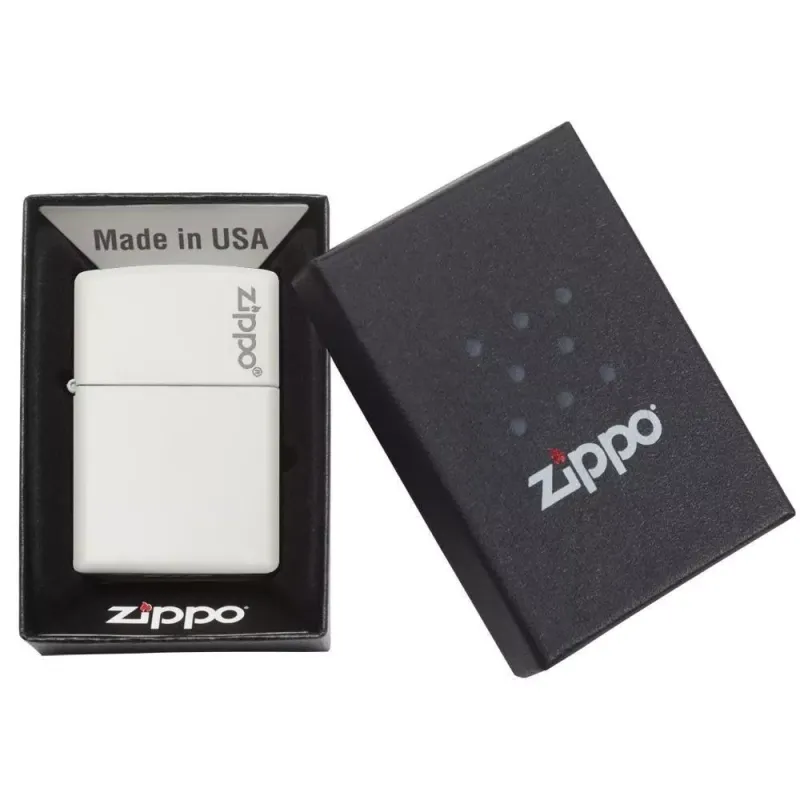 Зажигалка бензиновая ZIPPO Wite Matte Logo белая с логотипом (214 ZL)