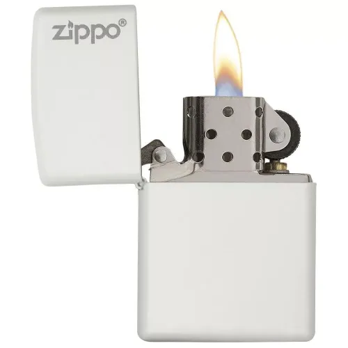 Зажигалка бензиновая ZIPPO Wite Matte Logo белая с логотипом (214 ZL)