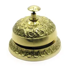 Колокольчик настольный бронзовый h -8 см для рецепций, портье, металл, золотистый (DN28255)