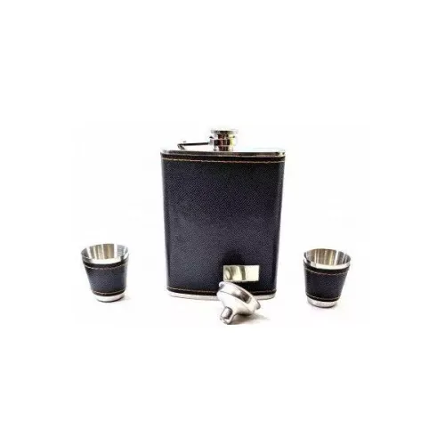 Все для алкогольных напитков Фляга с рюмками и воронкой в подарочной упаковке, черный (DN32851B)
