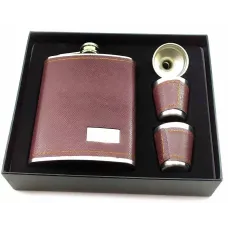 Фляга с рюмками и воронкой в подарочной упаковке, черный (DN32851B)