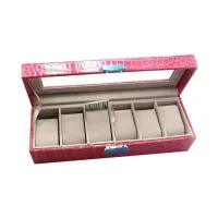 Футляр для хранения наручных часов на 6 шт, эко-кожа, розовый (DN27988)