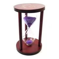 Годинник пісочний на 15 хвилин у дереві, фіолетовий пісок 14,5х9х9 см (DN32213B)