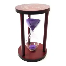 Часы песочные на 15 минут в дереве, фиолетовый песок 14,5х9х9 см (DN32213B)