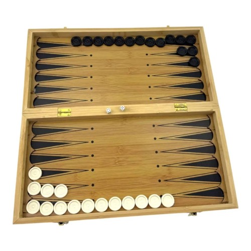 Ігрові набори Ігровий набір 3 в 1 нарди, шахи, шашки DUKE дерево бамбук, картонна упаковка (38,7 х 38,7 х2, 3 cм) (DN36040)