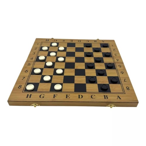 Ігрові набори Ігровий набір 3 в 1 нарди, шахи, шашки DUKE дерево бамбук, картонна упаковка (38,7 х 38,7 х2, 3 cм) (DN36040)