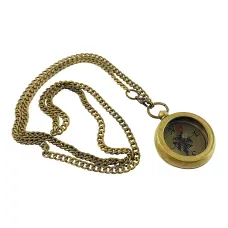 Компас кишеньковий бронзовий на ланцюжку Compass Round Locket d-3.3,h-1,1 см (DN34899)