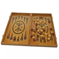 Набір 3 в 1 нарди+шахи (шашки) з бамбука (40х20х4 см) (DN22749)