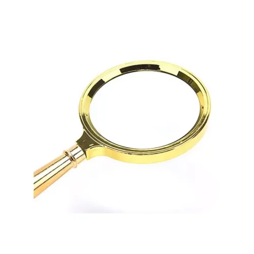 Компасы, лупы Универсальная лупа с ручкой, пластик, золотистый, кратность 3Х d-8,5 см h-17,5 см (DN29786)