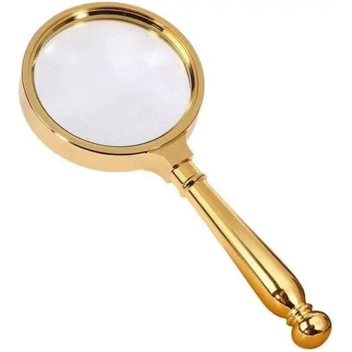 Компасы, лупы Универсальная лупа с ручкой, пластик, золотистый, кратность 3Х d-8,5 см h-17,5 см (DN29786)