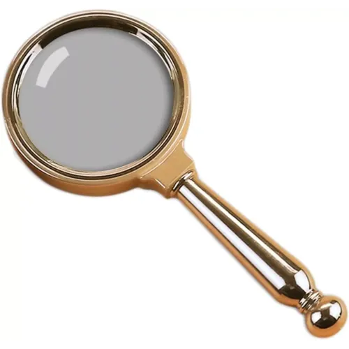 Компасы, лупы Универсальная лупа с ручкой, пластик, золотистый, кратность 3Х d-8,5 см h-17,5 см (DN29786)