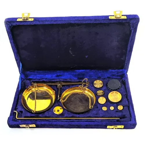 Другое Ваги бронзові до100 гр у подарункову футлярі з синього оксамиту 25х13х3 см (DN33971)