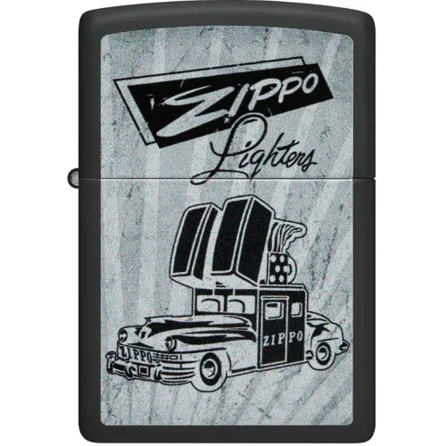 Бензинові запальнички Запальничка бензинова Zippo 218 Car Ad Design Чорно-сіра (48572)