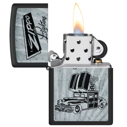 Бензинові запальнички Запальничка бензинова Zippo 218 Car Ad Design Чорно-сіра (48572)