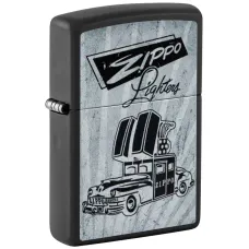 Запальничка бензинова Zippo 218 Car Ad Design Чорно-сіра (48572)