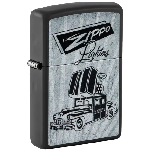 Бензинові запальнички Запальничка бензинова Zippo 218 Car Ad Design Чорно-сіра (48572)