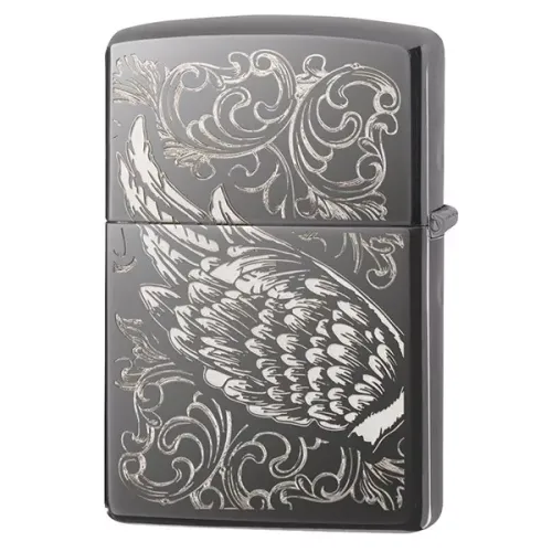 Бензиновые зажигалки Зажигалка бензиновая Zippo Filigree Flame and Wing Design Черная (29881)