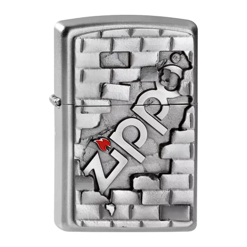 Бензиновые зажигалки Зажигалка бензиновая Zippo The Wall Emblem Satin Chrome Катин хром (2003963)