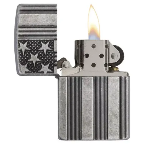 Бензинові запальнички Запальничка бензинова армована ZIPPO Armor® U.S.Flag Antique Silver Plate (28974)