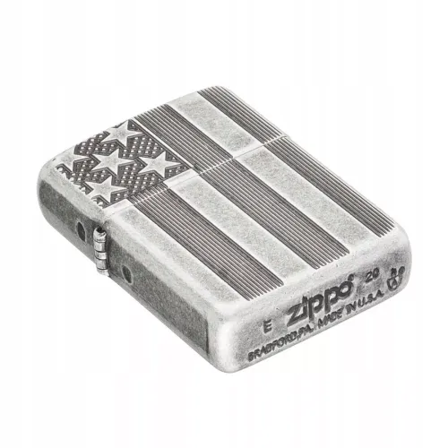 Бензинові запальнички Запальничка бензинова армована ZIPPO Armor® U.S.Flag Antique Silver Plate (28974)