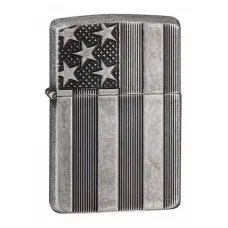 Зажигалка бензиновая армированная ZIPPO Armor® U.S.Flag Antique Silver Plate (28974)