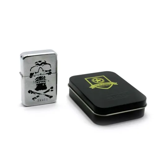 Бензинові запальнички Запальничка бензинова STAR SKULL Срібляста (28113STAR)