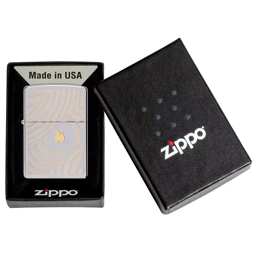 Бензиновые зажигалки Зажигалка бензиновая Zippo Flame and Circles Design 2 (46332)