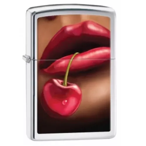 Бензинові запальнички Запальничка бензинова ZIPPO Lips & Cherries High Polish Chrome, полірований хром (28655)