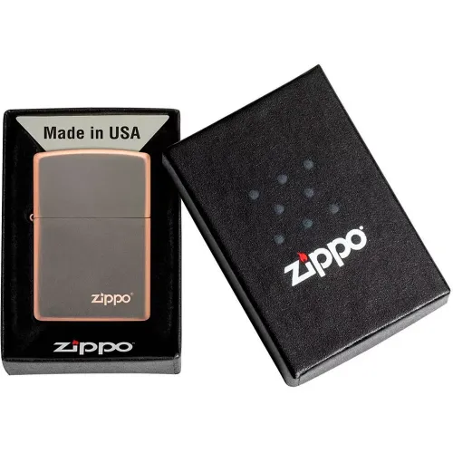 Бензинові запальнички Запальничка бензинова Zippo Rustic Bronze Lasered Zippo Logo, мідний (49839 ZL)