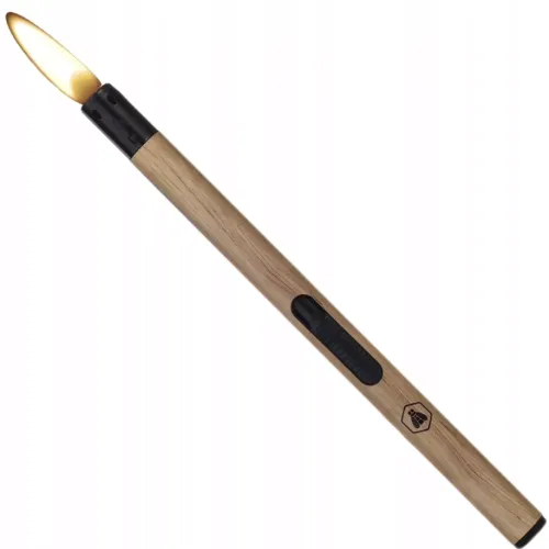 Газові запальнички Запальничка газова п'єзо 21 см для розпалювання каміна, свічок, плити "Сірник" Laguiole, пластик, малюнок текстура дерева, коричнева (40411800)