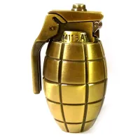 Запальничка металева газова турбо зелене полум'я "Граната" колір латунь 6х4х3,5 см (DN27804B)