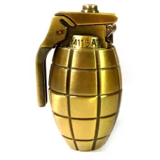 Запальничка металева газова турбо зелене полум'я "Граната" колір латунь 6х4х3,5 см (DN27804B)