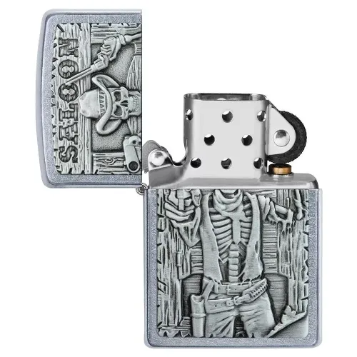 Зажигалка бензиновая ZIPPO Saloon Skull Emblem, матовый хром (49298)