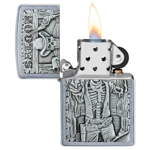 Зажигалка бензиновая ZIPPO Saloon Skull Emblem, матовый хром (49298)
