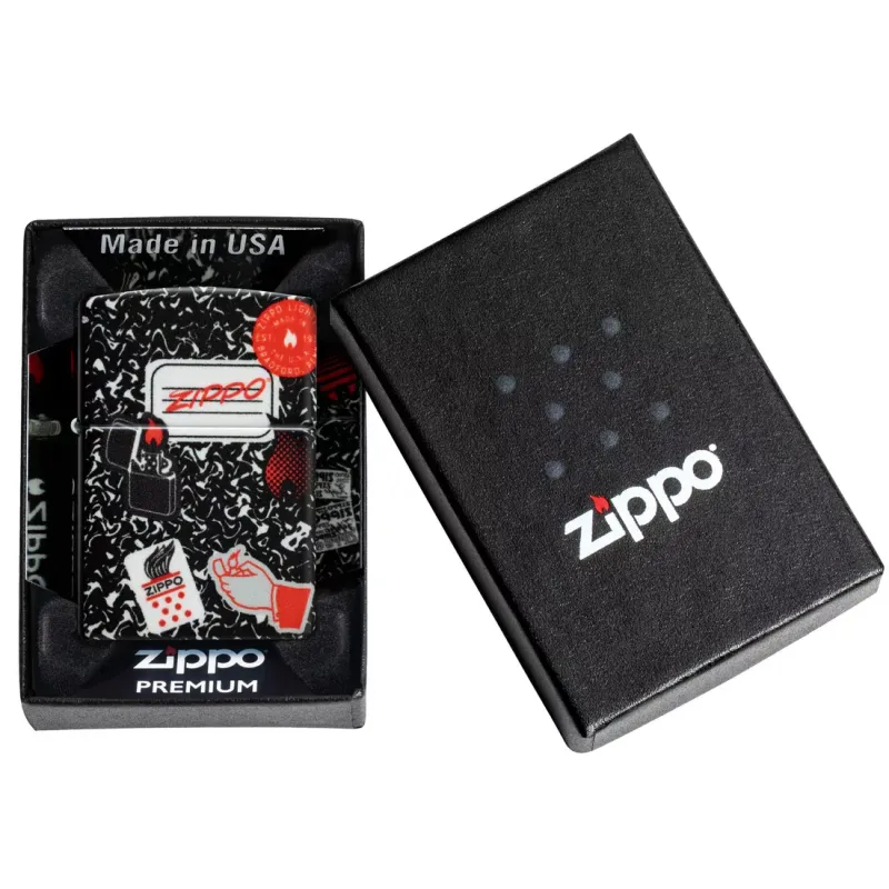 Зажигалка бензиновая ZIPPO Notebook Zippo Design , черный (46707)