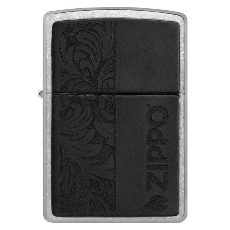 Зажигалка бензиновая ZIPPO Black Leather Emblem - Zippo Design, хром, кожа, черный (49919)
