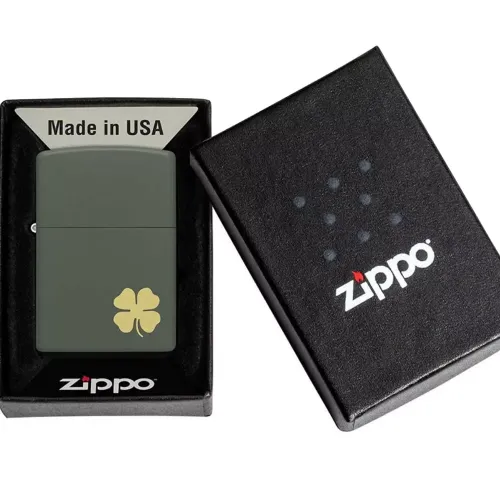 Зажигалка бензиновая Zippo Four Leaf Clover Design Темно-зеленая (49796)