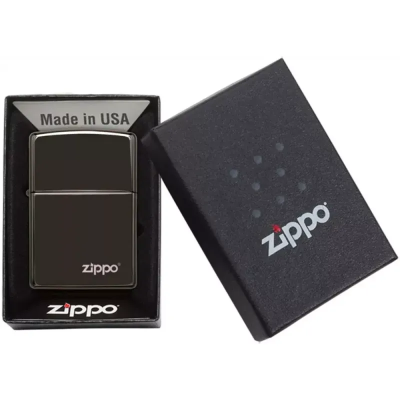 Запальничка Zippo CLASSIC BLACK ICE with logo чорний лід (150ZL)