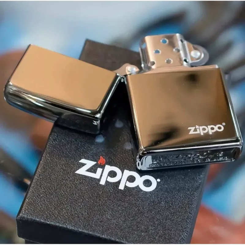 Запальничка Zippo CLASSIC BLACK ICE with logo чорний лід (150ZL)
