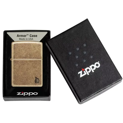 Зажигалка армированная бензиновая ZIPPO Armor® Antique Brass Design Series Flame, латунный (46400)