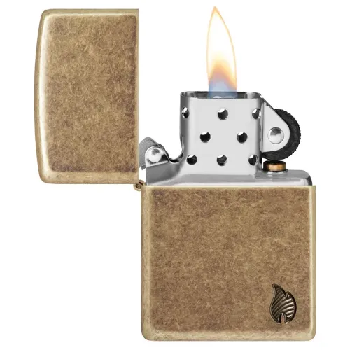 Зажигалка армированная бензиновая ZIPPO Armor® Antique Brass Design Series Flame, латунный (46400)