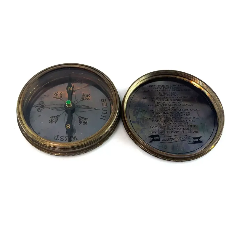 Компас безжидкостный бронзовый в кожаном футляре " Dollond London" Compass Dolland Antic 8,7 х3,5см (DN34903)