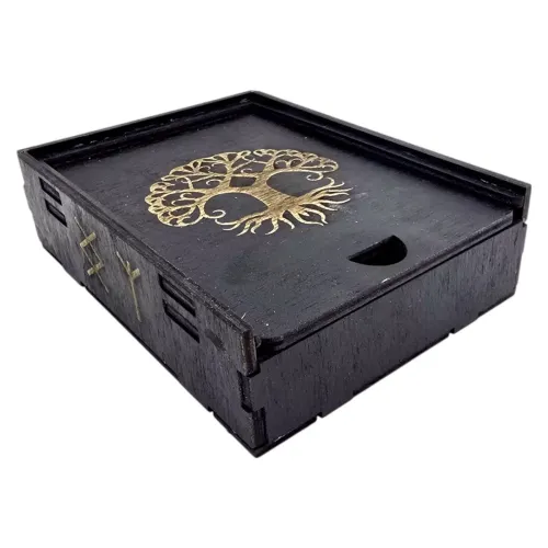 Карти Таро Футляр для скандинавських рун "Дерево Життя" (14х10.5х4см), дерево вкрите темною емаллю (DN36424)